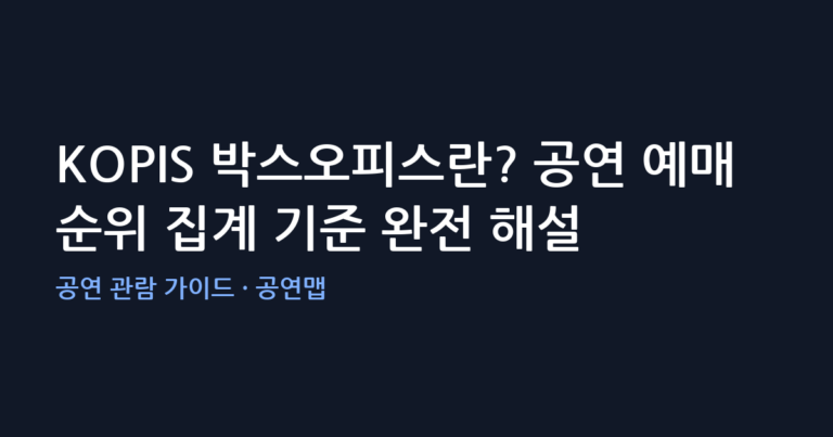 KOPIS 박스오피스란? 공연 예매 순위 집계 기준 완전 해설